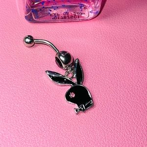 Playboy inspired belly button rings Black